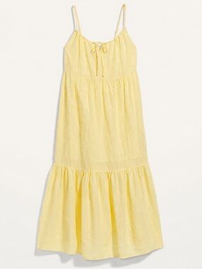 Old Navy Yellow Eyelet Tiered Sundress with Tie Straps